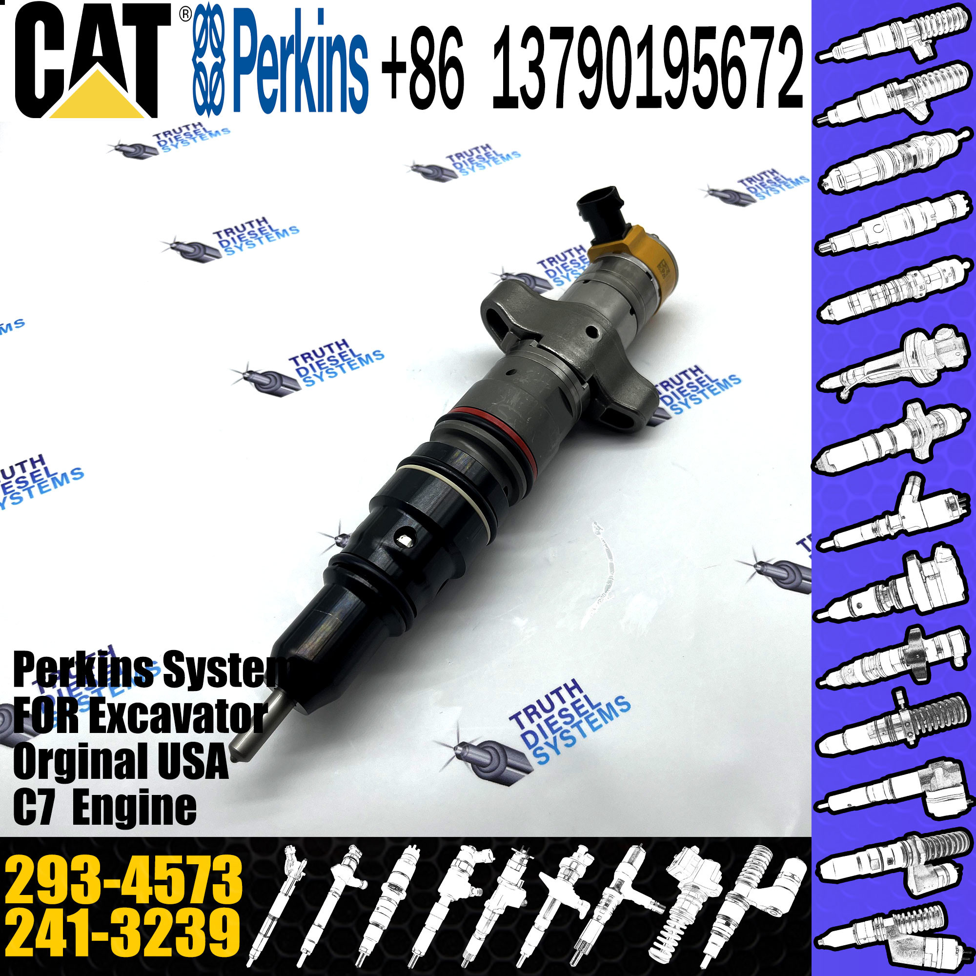 Excavator Diesel Injector 241-3239 293-4573 Common Rail Fuel Injector