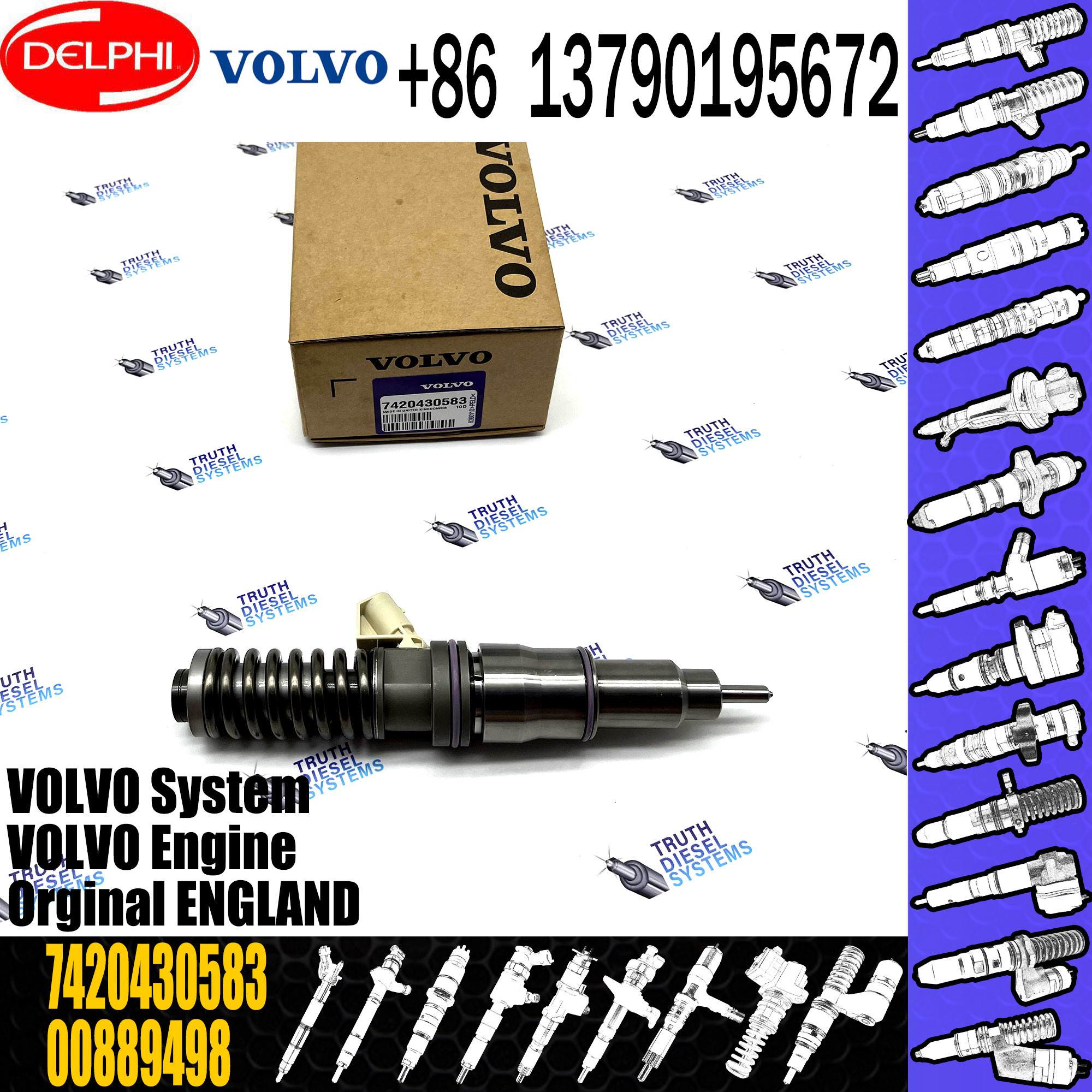 common rail injector 20430583 BEBE4C00101 VOE20430583 for DX12 VOL D12C ...